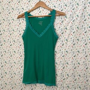 Early 2000s Y2K Old Navy Green Lace Trim Tank Top
